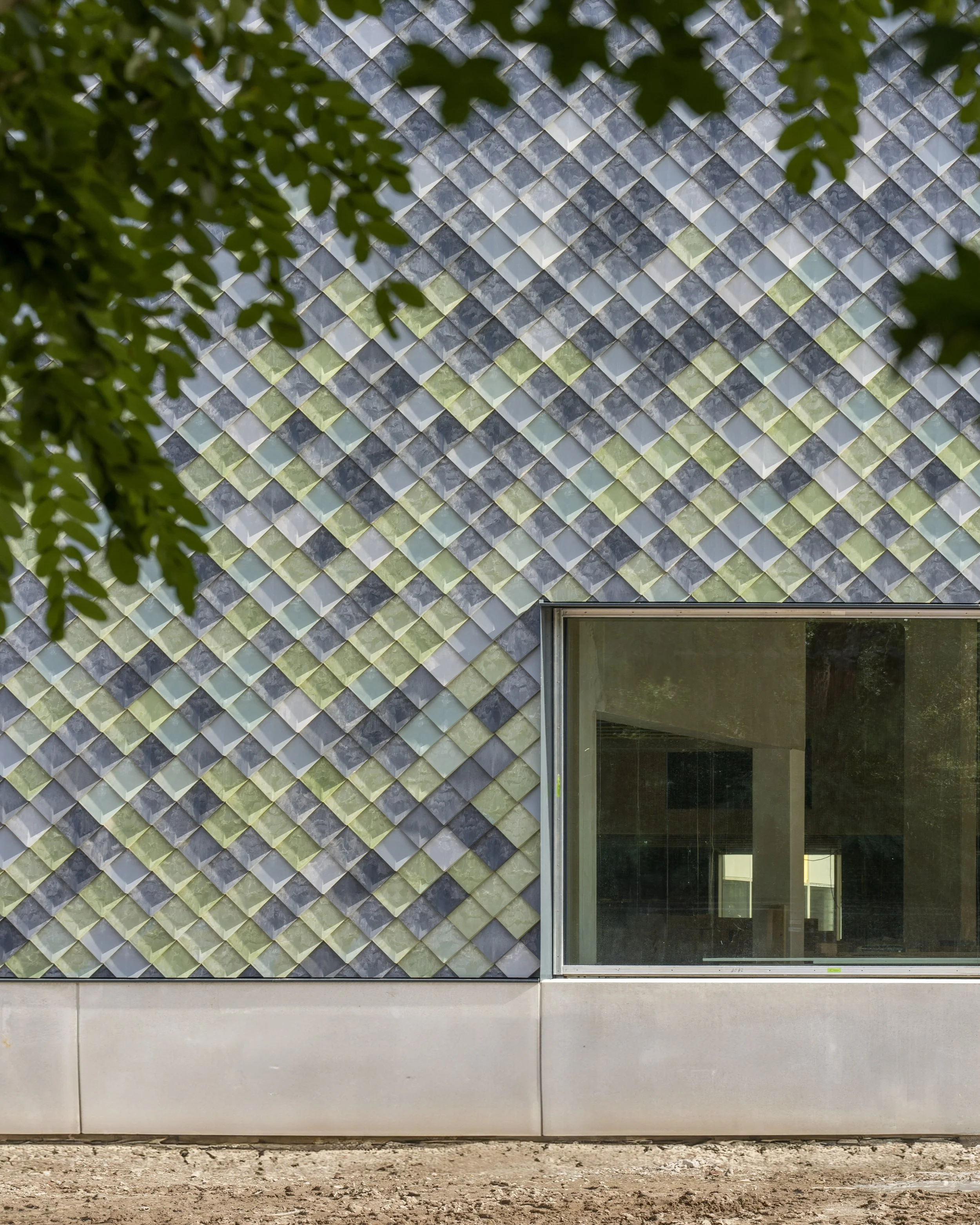 Pretty Plastic with window and shades of green pattern