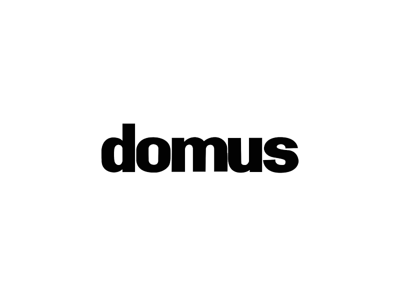Black and white logo with a stylized house outline and the word 'domus' underneath.