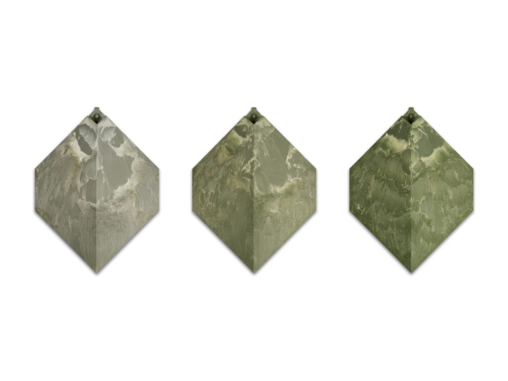 Pretty Plastic First One diamond facade tile in green, 100% recycled PVC colour sample