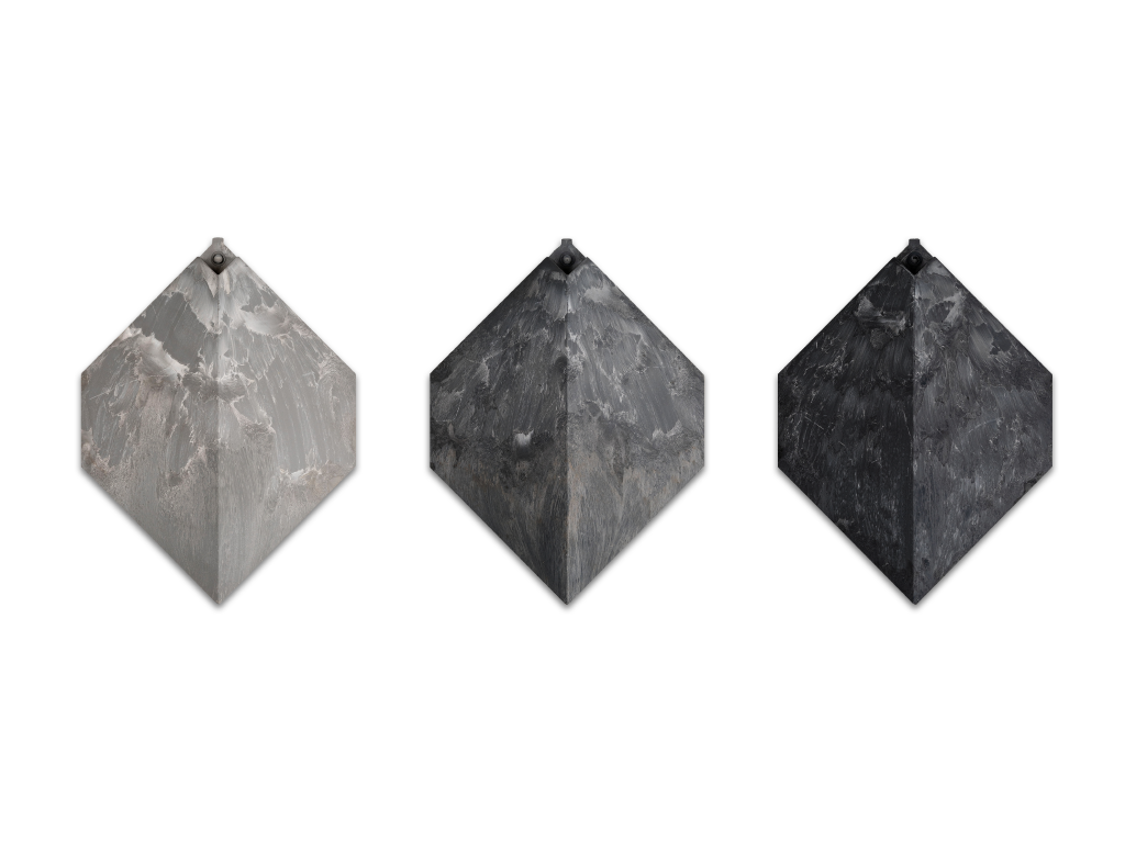 Pretty Plastic First One diamond facade tile in grey, 100% recycled PVC colour sample