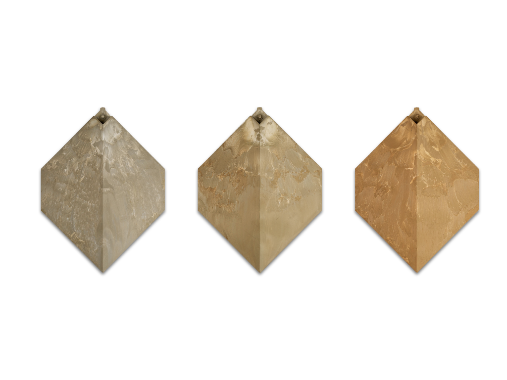 Pretty Plastic First One diamond facade tile in ochre, 100% recycled PVC colour sample
