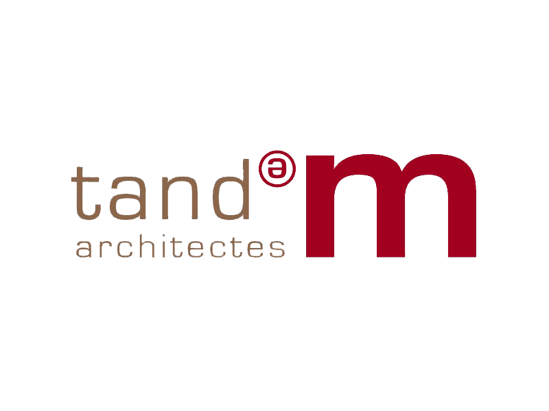 Stylized text reading 'tandem ancestors' with a large red 'm' and creative typography.