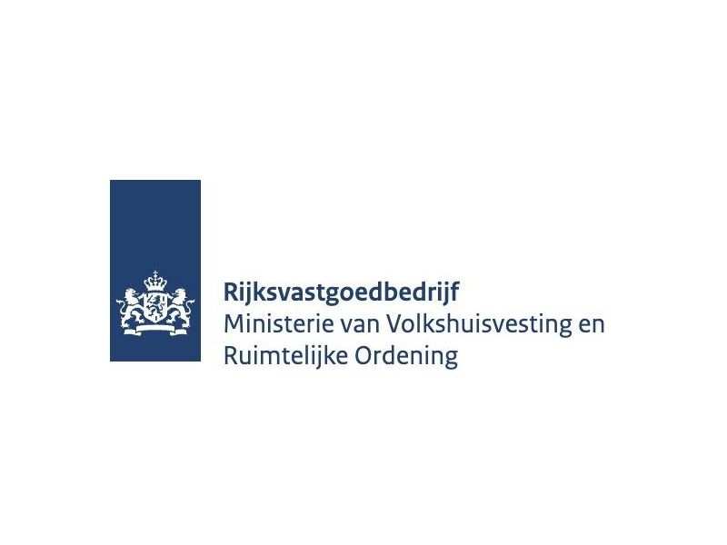 Logo of the Dutch Ministry of Housing and Spatial Planning, featuring a blue and white design with a crown and lion emblem.