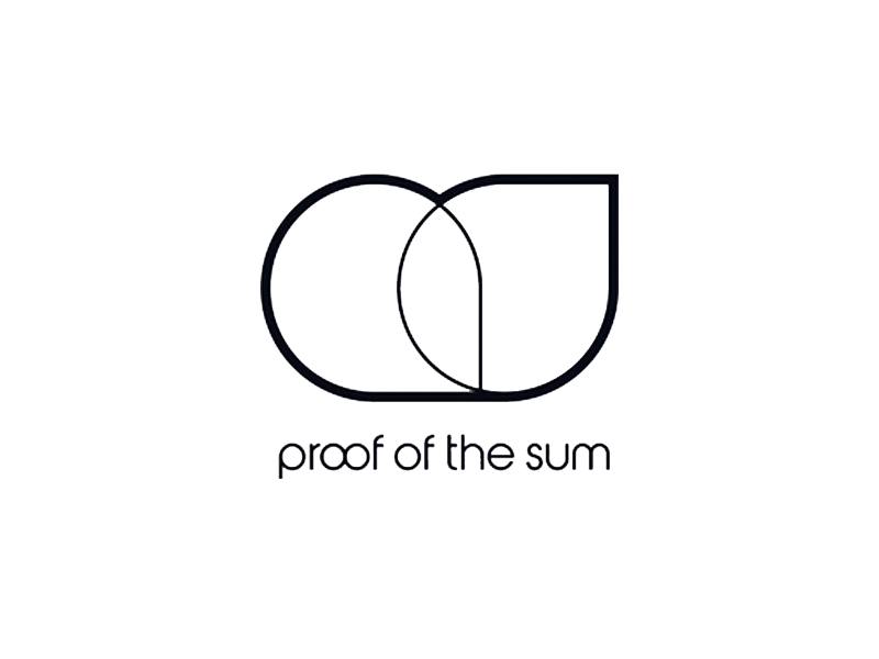 Illustration of two overlapping circles and a right triangle with the text "proof of the sum" below, representing a mathematical proof related to the sum of two numbers.